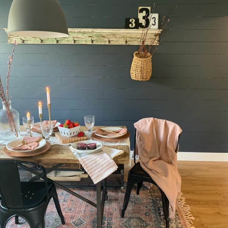 Rustic Wooden Table With Charming Farmhouse Centerpiece