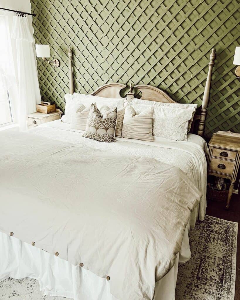 Sage Green Bedroom With Textured Wall