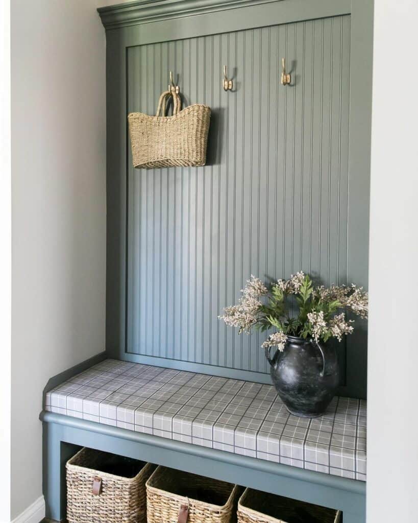 Sage Green Built-in Entryway Bench