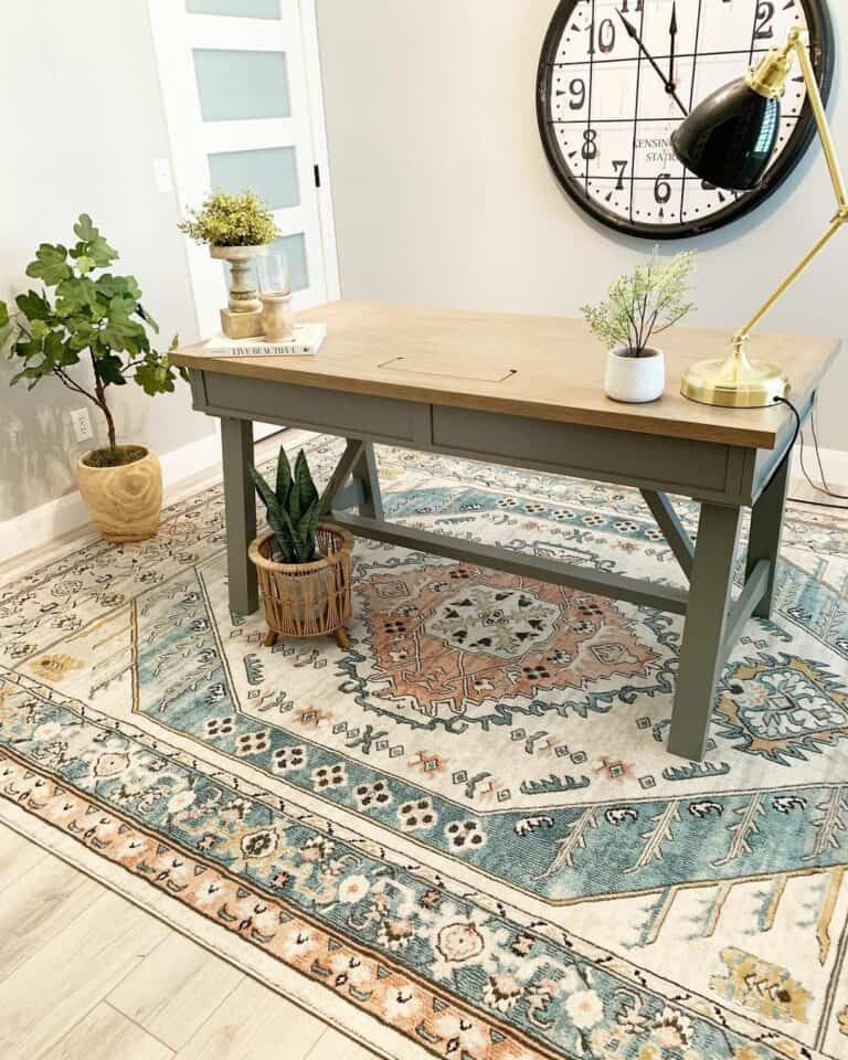 Sage Green and Wooden Desk