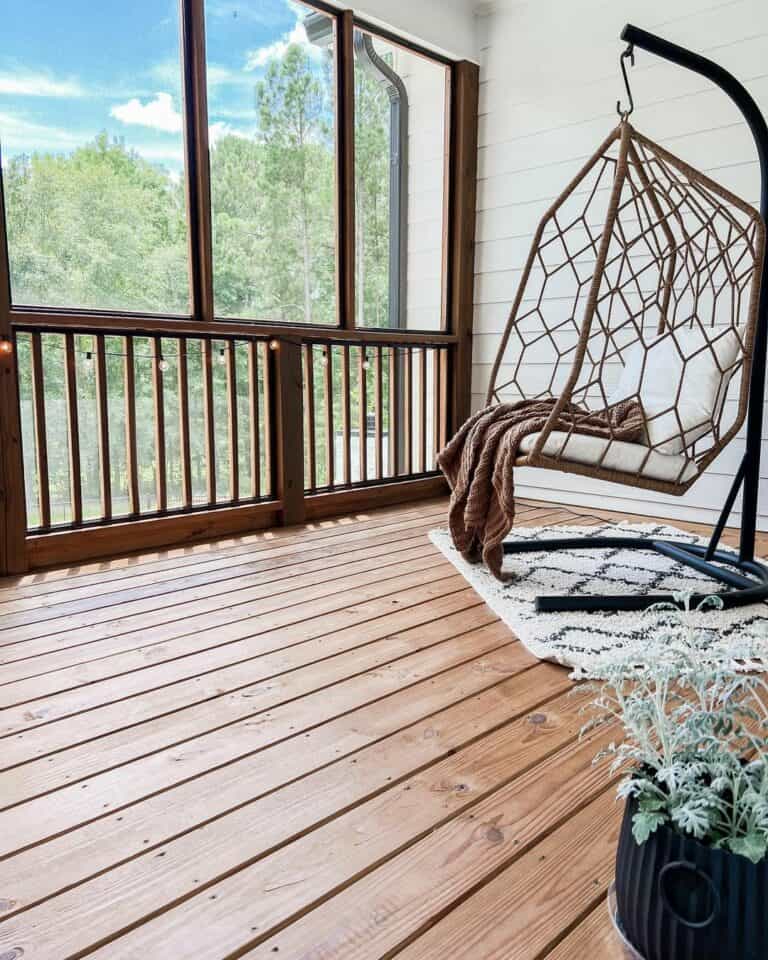 Screened-in Porch With Cherry Wood