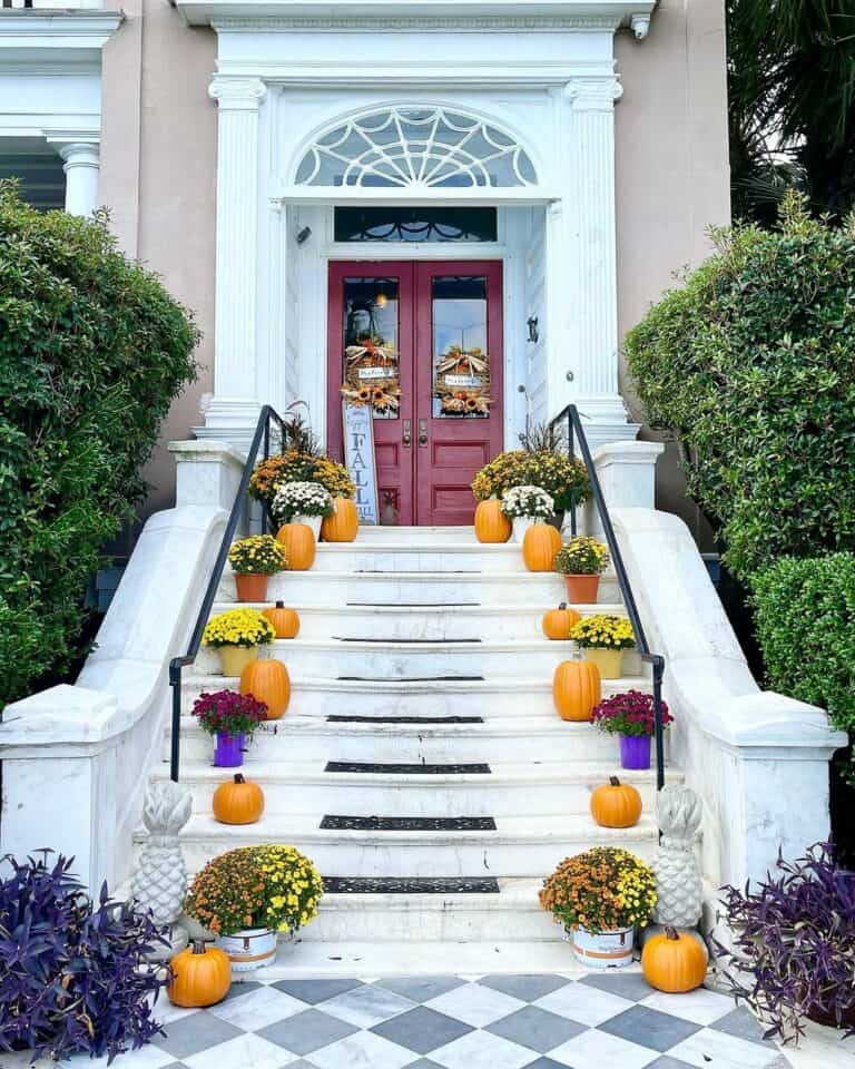 Seasonal Stoop WIth Marble Steps