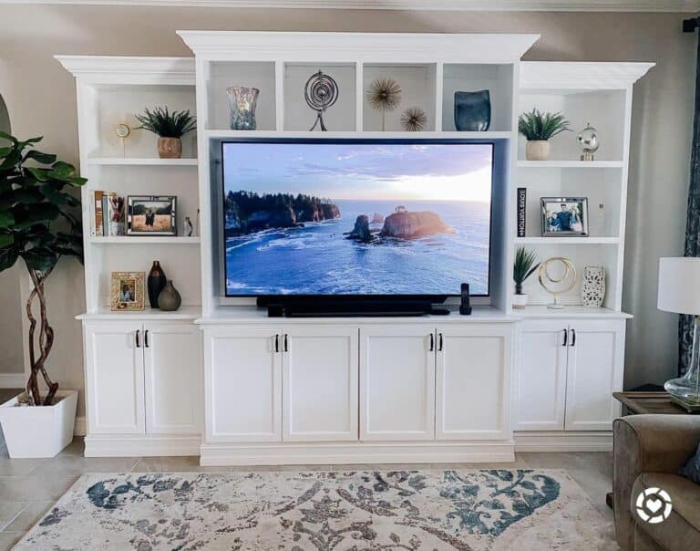 Shaker-style Built-in Entertainment Center With Modern Décor