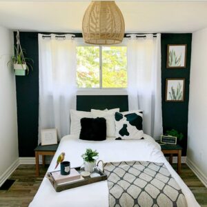 Sheer White Curtains on a Black Accent Wall