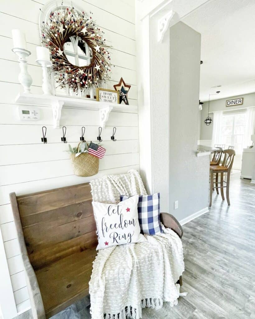 Shiplap Entryway Corner With Wreath