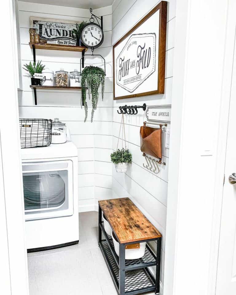 Shiplap Walls Enhanced With Vintage Accessories