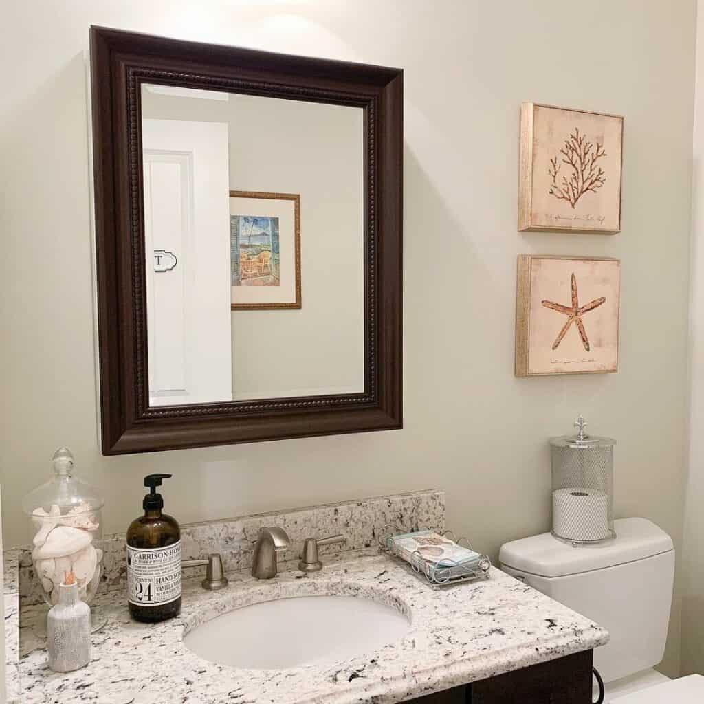 Simple Brown Coastal Bathroom