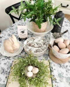 Simple Easter Table Décor With Greenery