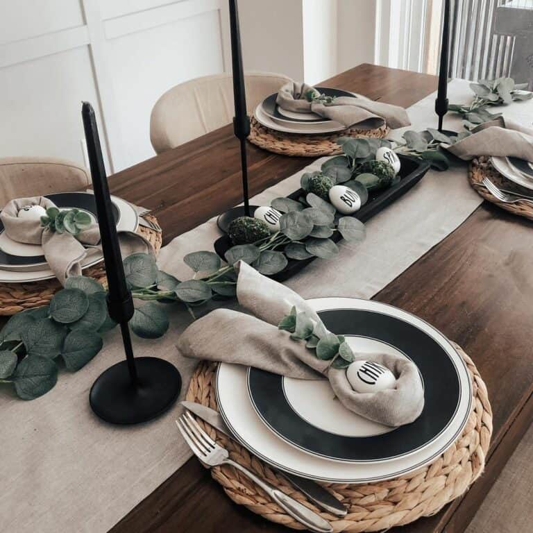 Simple Easter Table Décor With Greenery Garland