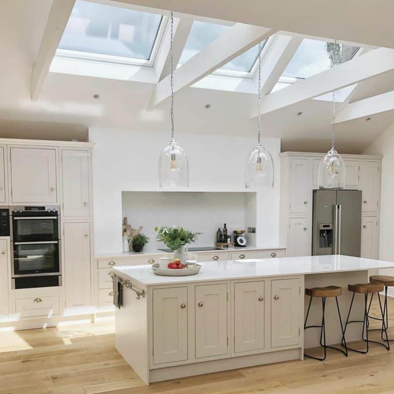 Skylight Windows in White Kitchen