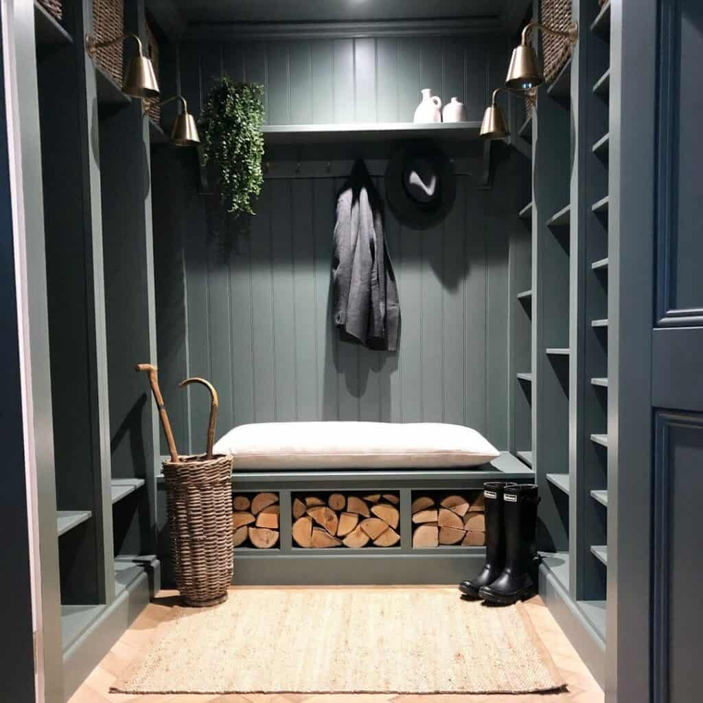 Slate-blue Built-in Mudroom With Ample Storage