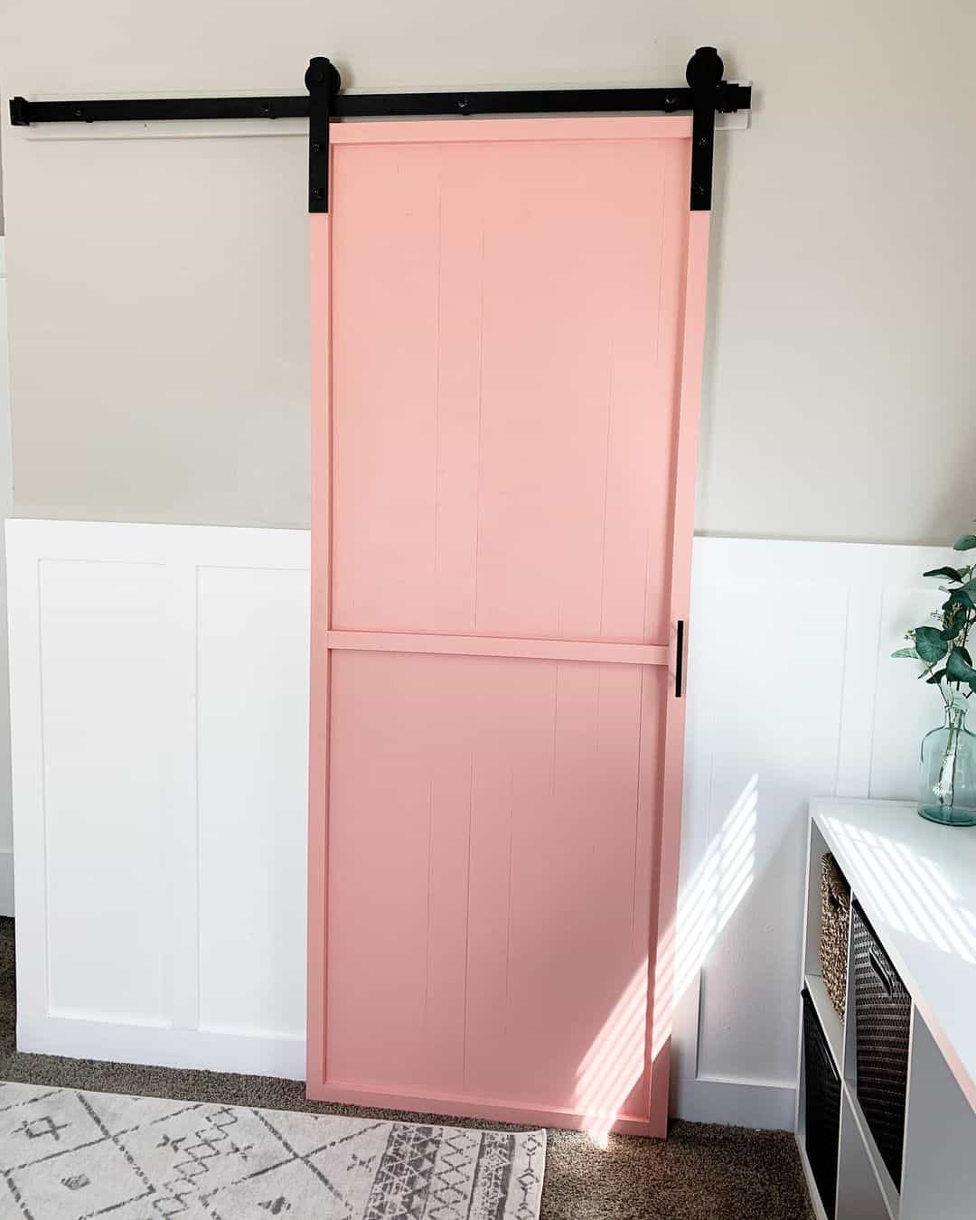 Sliding Pink Barn Door on Neutral Wall Soul & Lane