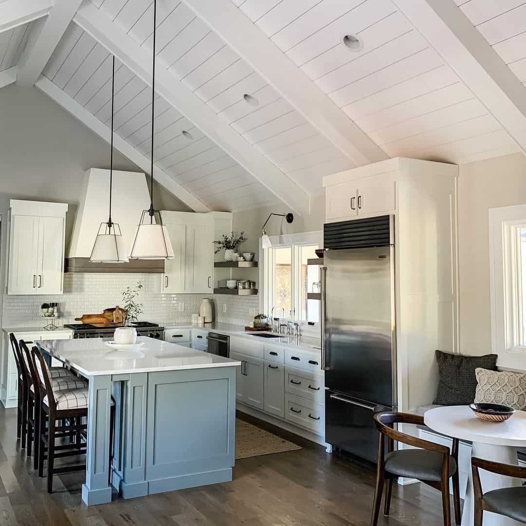 Sloped Shiplap Ceiling With Pendant Lights Soul & Lane