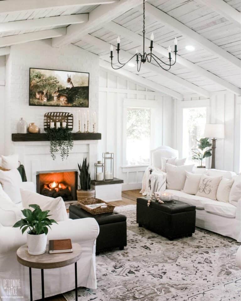 Sloped Shiplap Ceilings With Farmhouse Chandeliers