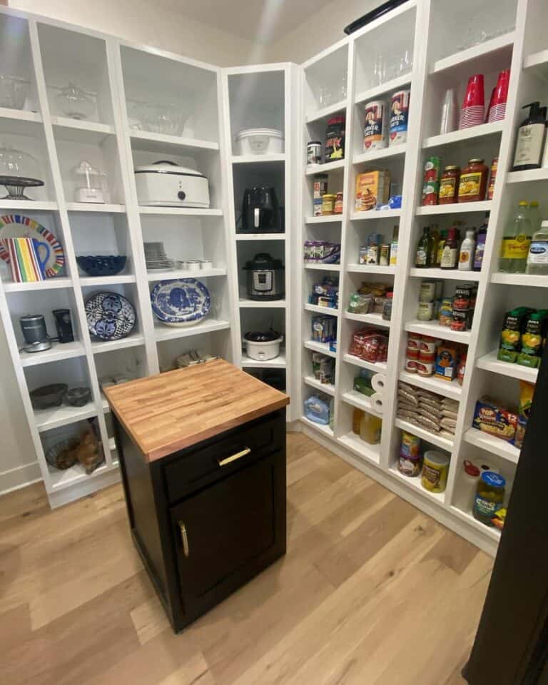 Small Black Island in a Spacious Pantry