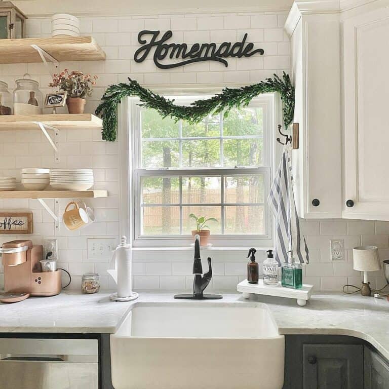 Small Kitchen Window on Subway Tile