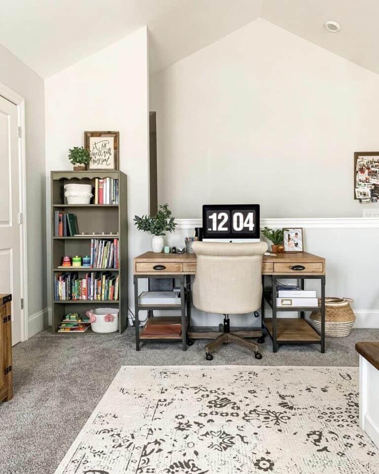 Small Office With Vaulted Ceiling