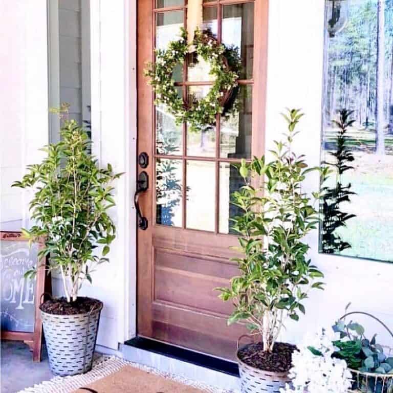 Small Porch Farmhouse With Spring Plants