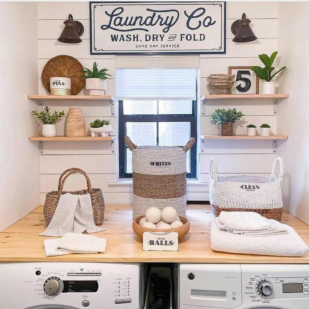 Small Window in Shiplap Laundry Room