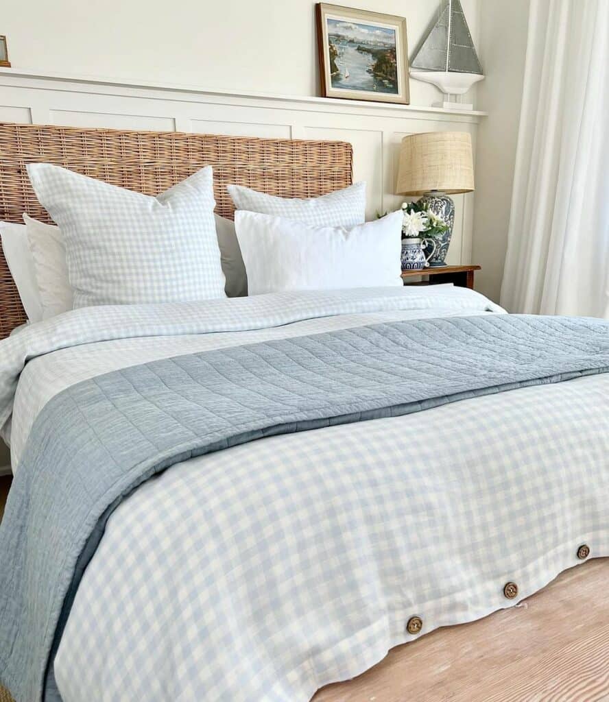 Soft Pastel Blue Gingham Bedding