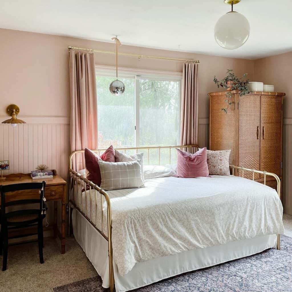 Soft Pink Walls in Antique Bedroom