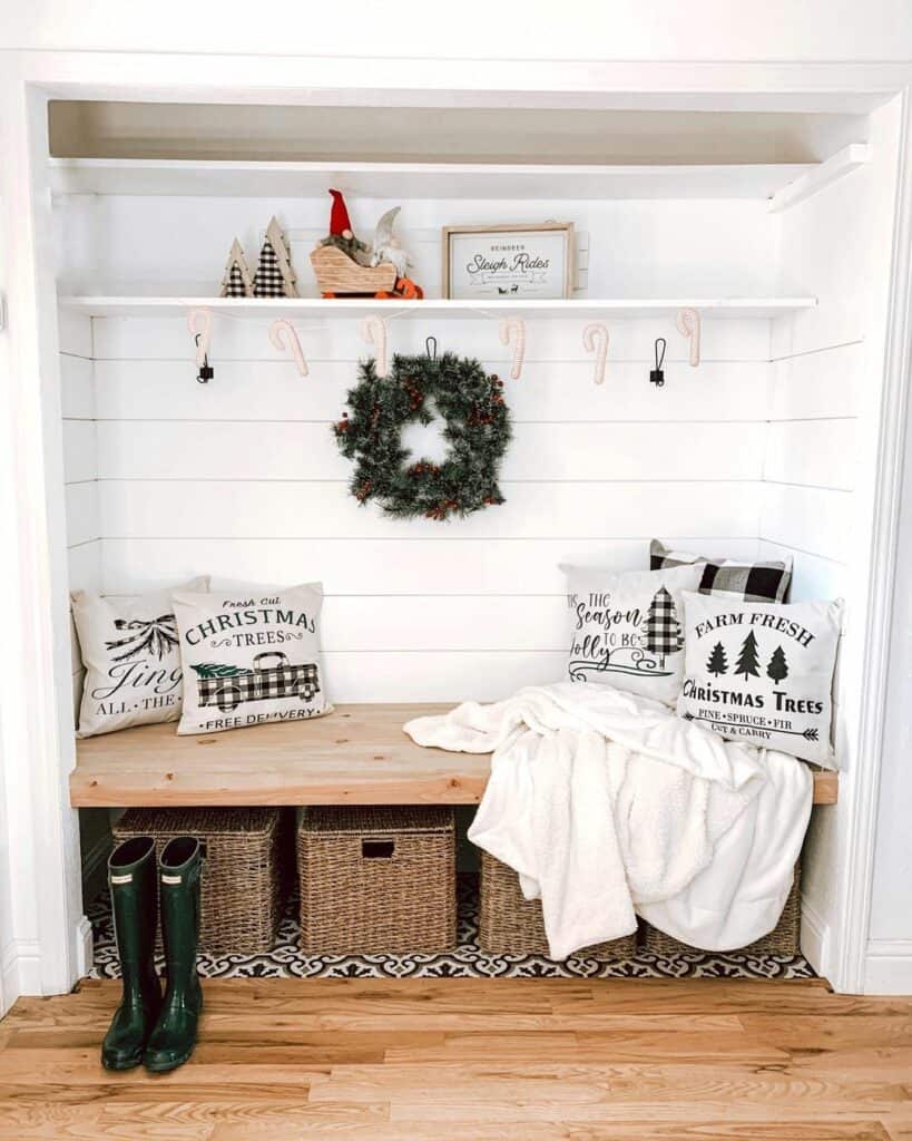 Southwestern Farmhouse Mudroom Space