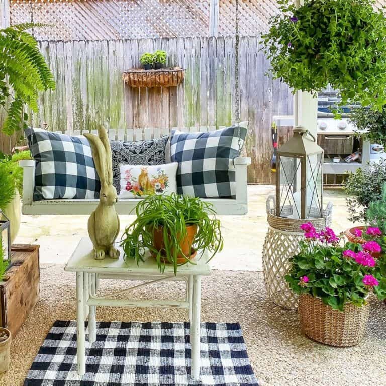 Spring Patio With White Porch Swing