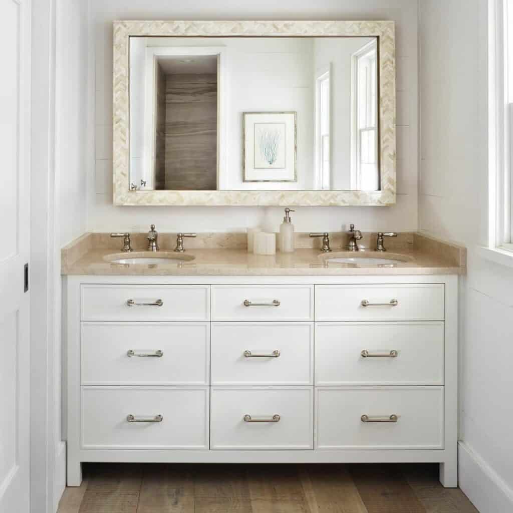 Stained Wood Floor & Herringbone Mirror Soul & Lane