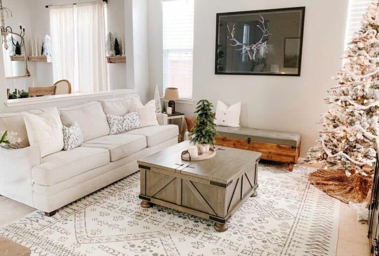 Stained Wood Living Room Coffee Table With Storage