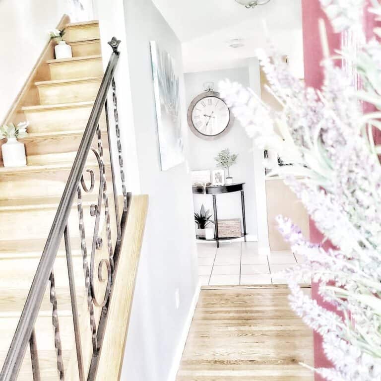 Staircase With Twirled Black Rail Banister