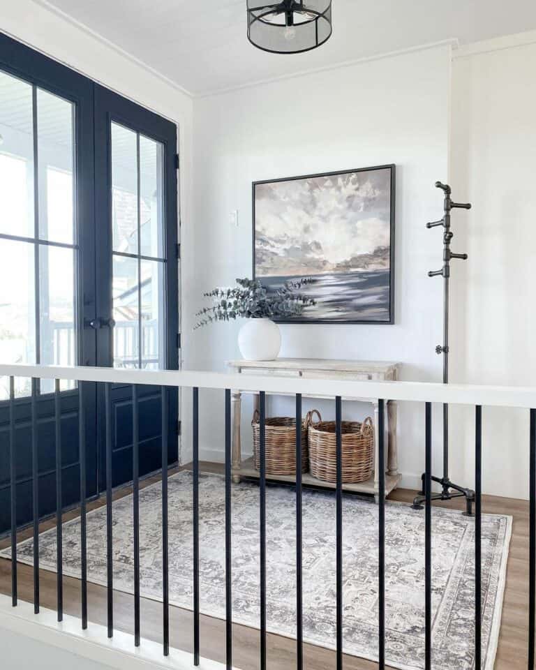 Standing Coat Rack on Patterned Rug