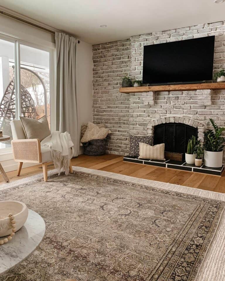 Stone Fireplace Living Room Design