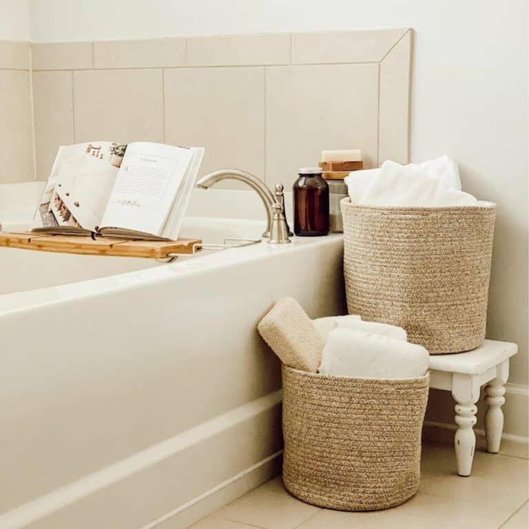 Straw Baskets Near Bathtub