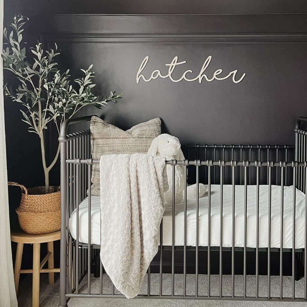 Striking Nursery With Bold Black Backdrop