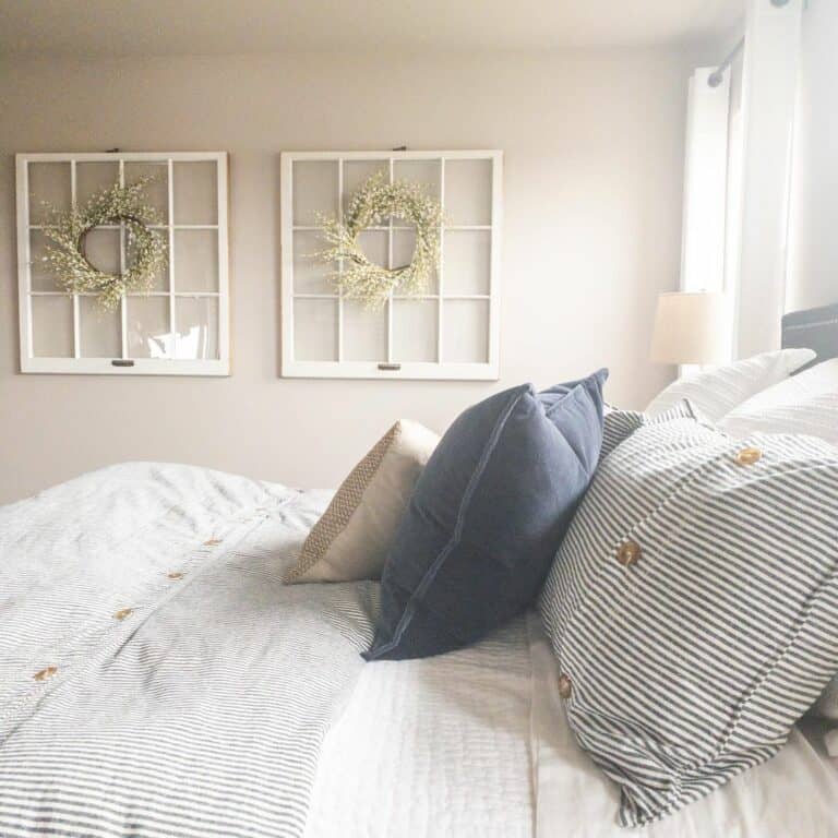 Striped Farmhouse Bedroom Décor