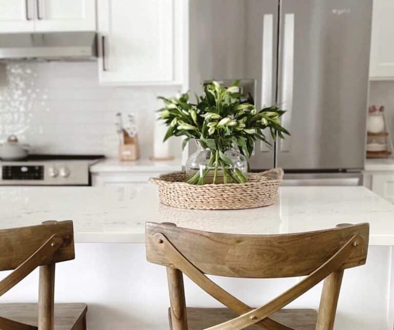 Summer Foliage on a White Kitchen Countertop