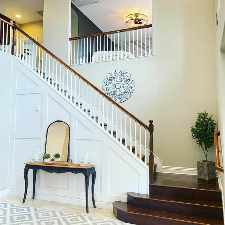 Tall Staircase With Side Paneling
