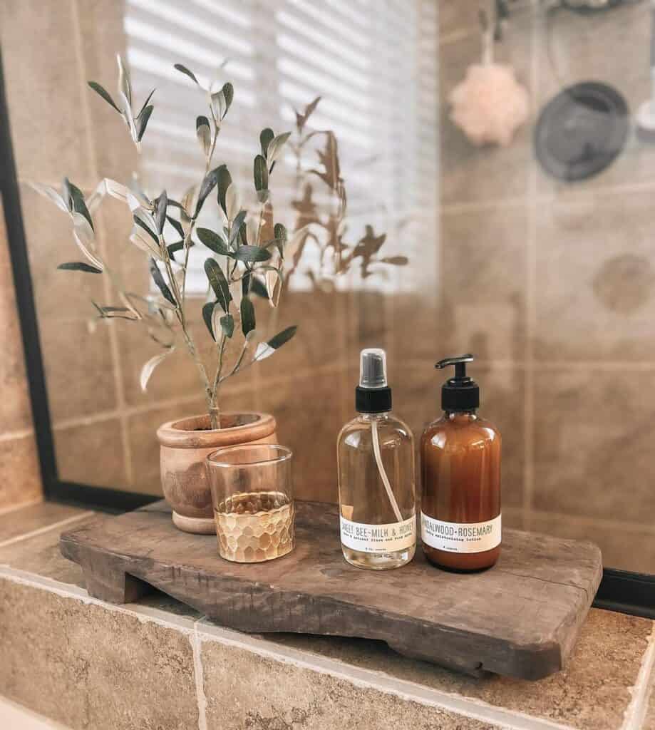 Tiled Shower With Glass Panel