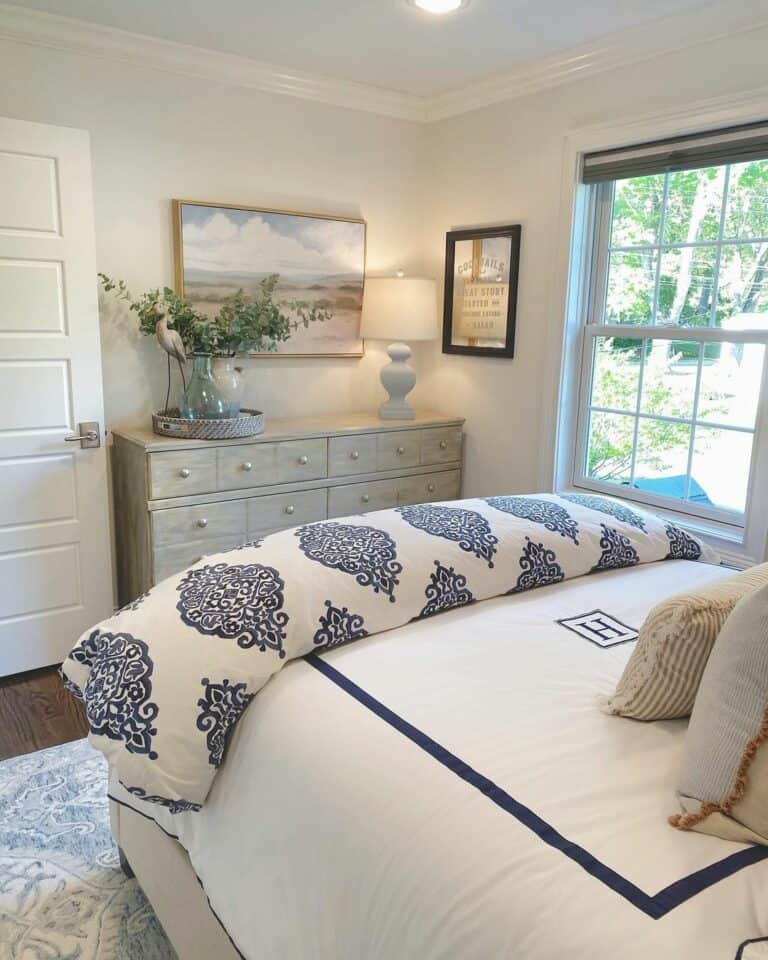 Traditional Blue and White Bedroom