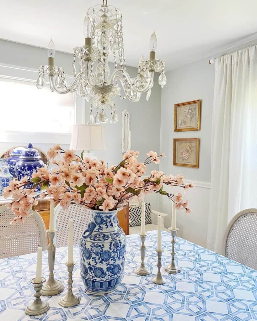Traditional Blue and White Dining Room