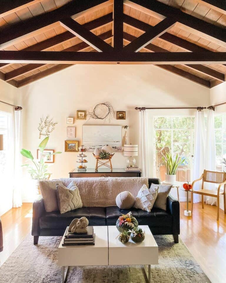Traditional Farmhouse Boho Living Room Layout