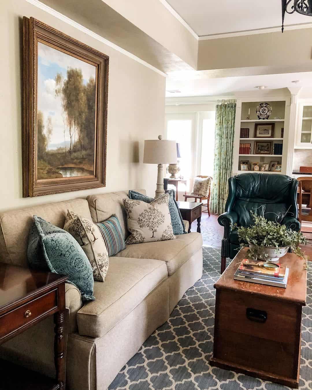 Tray Ceiling in Beige Living Room - Soul & Lane