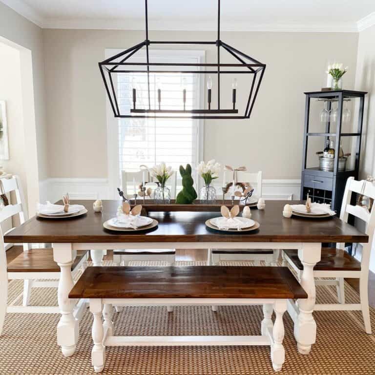 Two-toned White Dining Table With Easter Décor