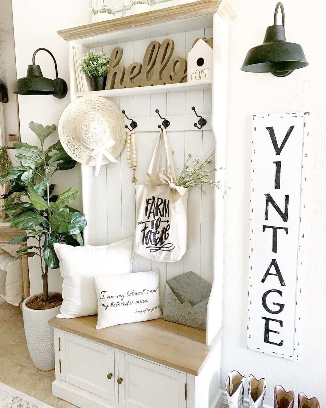 Twotoned White Hallway Tree With Bench Soul & Lane