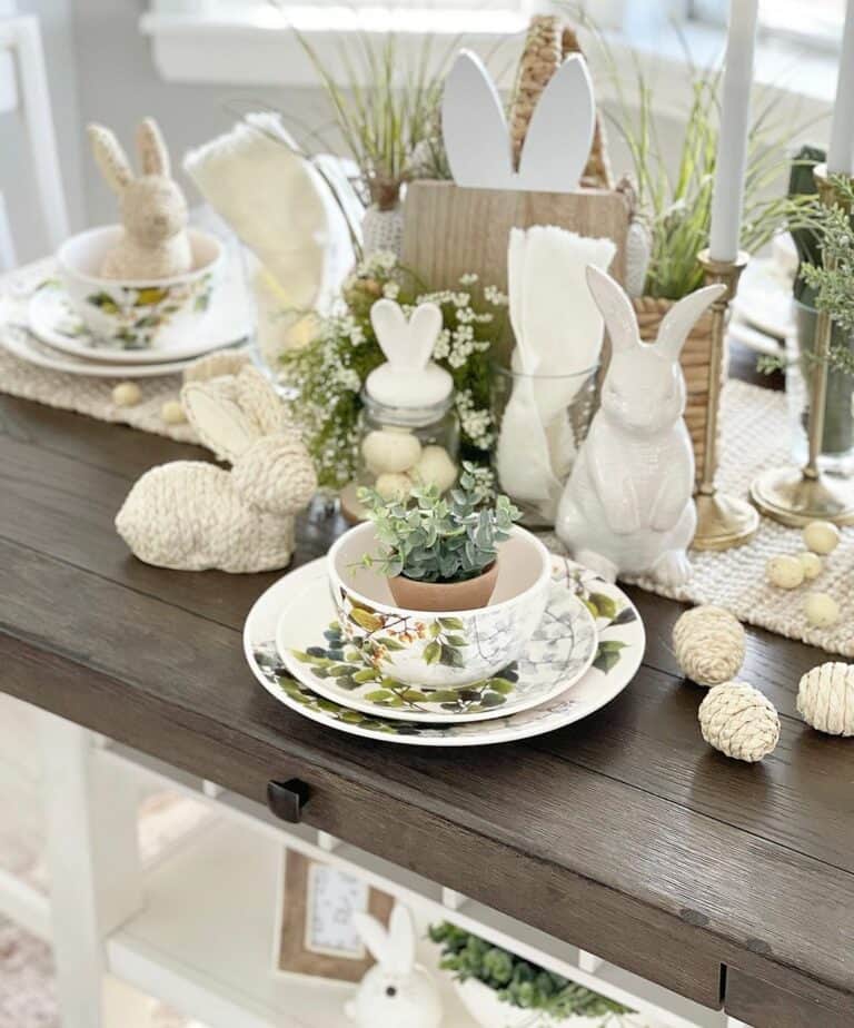 Two-toned Wood Dining Table With Easter Décor