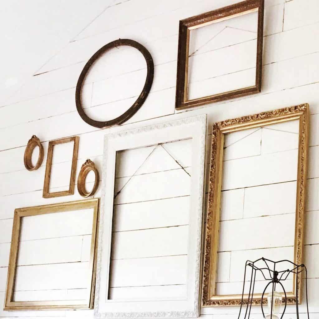 Unique Frame Wall Display on Shiplap Wall