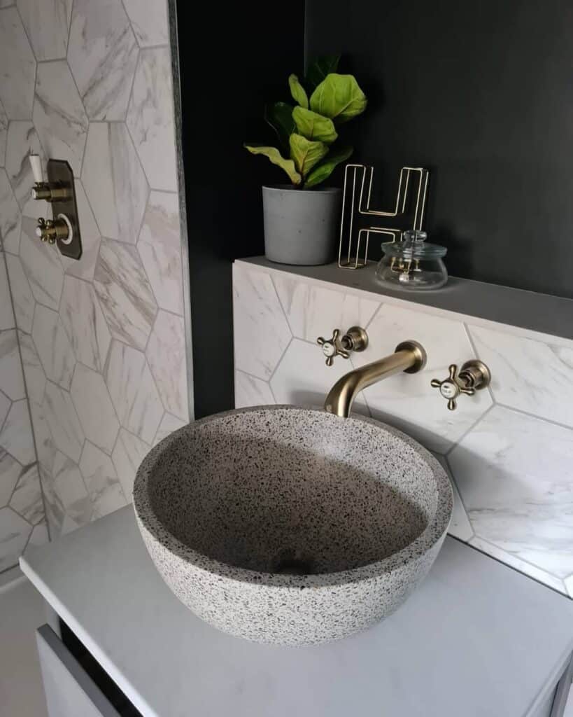 Unique Hexagonal Marble Tile for a Shower