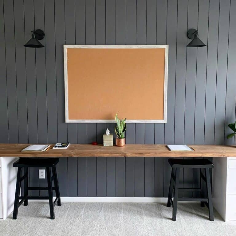 Vertical Shiplap Office Accent Wall