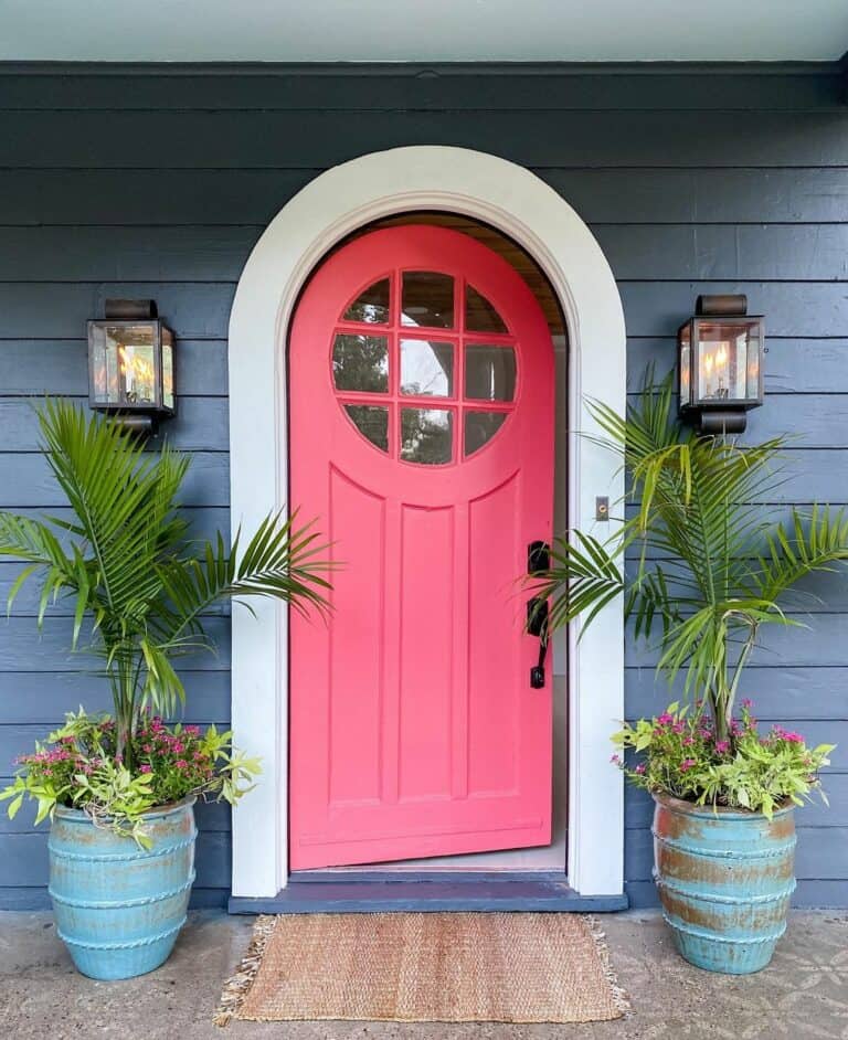 Vibrant Arched Pink Front Door