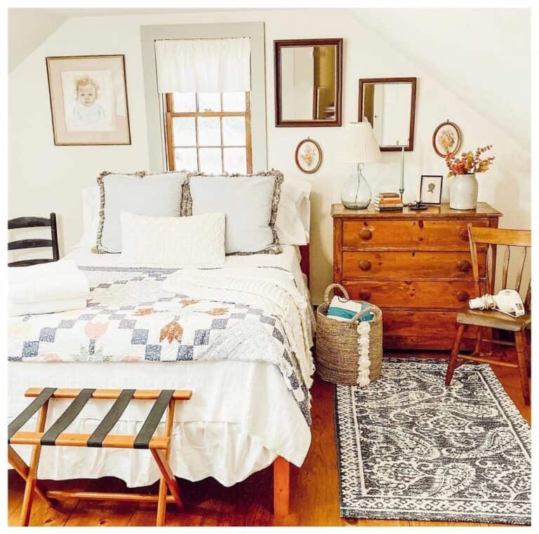 Vintage Attic Bedroom With Wooden Accents